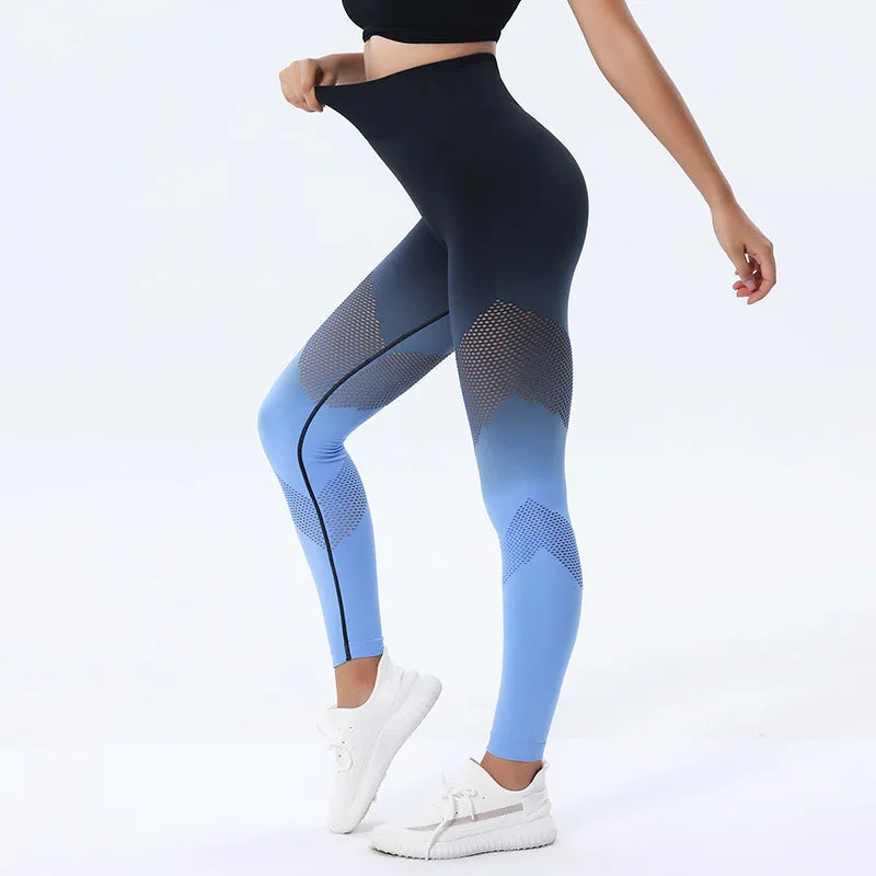 Women Sport Seamless Leggings Fitness Running Yoga Pants Gradient High Waist