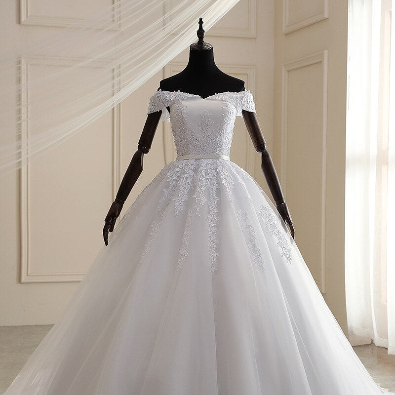White Bridesmaid Dresses: White Ball Gown Bridal Dress mariage Vintage Muslim