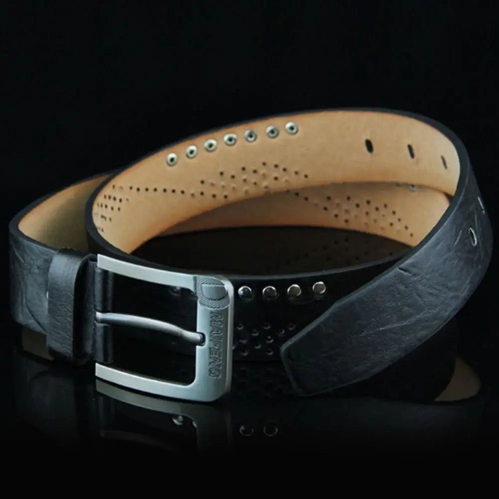 Simple Leather Men's Belt Luxury High Quality Classic Buckle Business Cowboy Vintage Waistband Alloy Belts