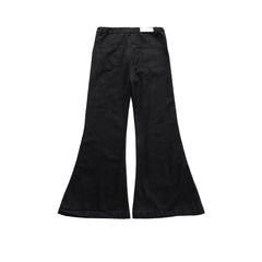 Y2K RO Style Wide Leg Black Vintage Jeans Flare Pants Men's Harajuku Solid Streetwear