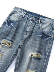 Men Ripped Frayed Bleach Wash Jeans-Look stylish & Feel Comfortable!