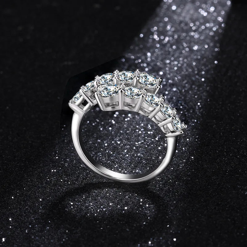 QMSHR 925 sterling silver Moissanite ring for women,Gra-certified  plated with white gold engagement jewelry gift