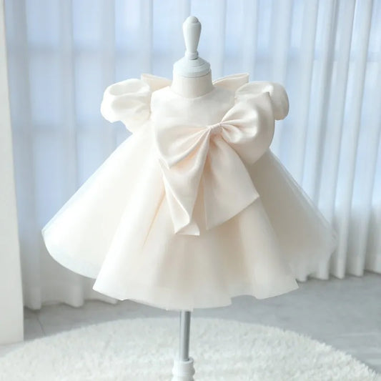 Baby Girl Princess Silk Tutu Dress Puff Sleeve Child Vintage Vestido Party Pageant