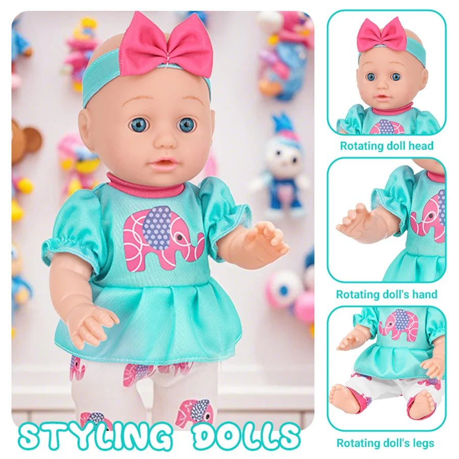 12inch Realistic Reborn Baby Doll For Kids Cute Baby Doll Movable Doll With Jumpsuits Birthday Gifts Children's Toys