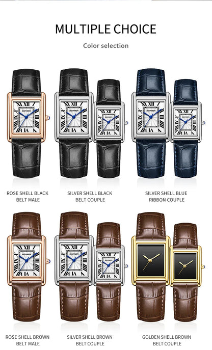 New Elegant Watches for Women and Men Fashion Leather Strap Waterproof Quartz Wristwatches Couple's Watches Gifts Drop Shipping