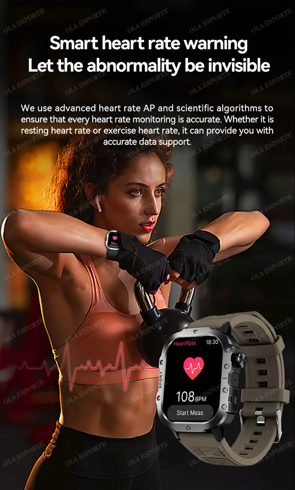 EGC+PPG GPS Sports Fitness Tracker Smartwatch Men 2.01Inch Touch Screen Health Monitoring Bluetooth Call Smart Watch For Android