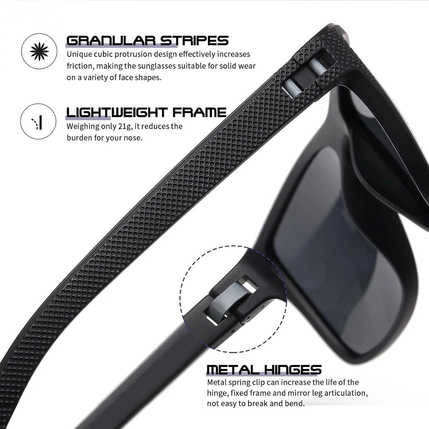 Square Polarized Sunglasses for Men Outdoor Fishing Sun Glasses