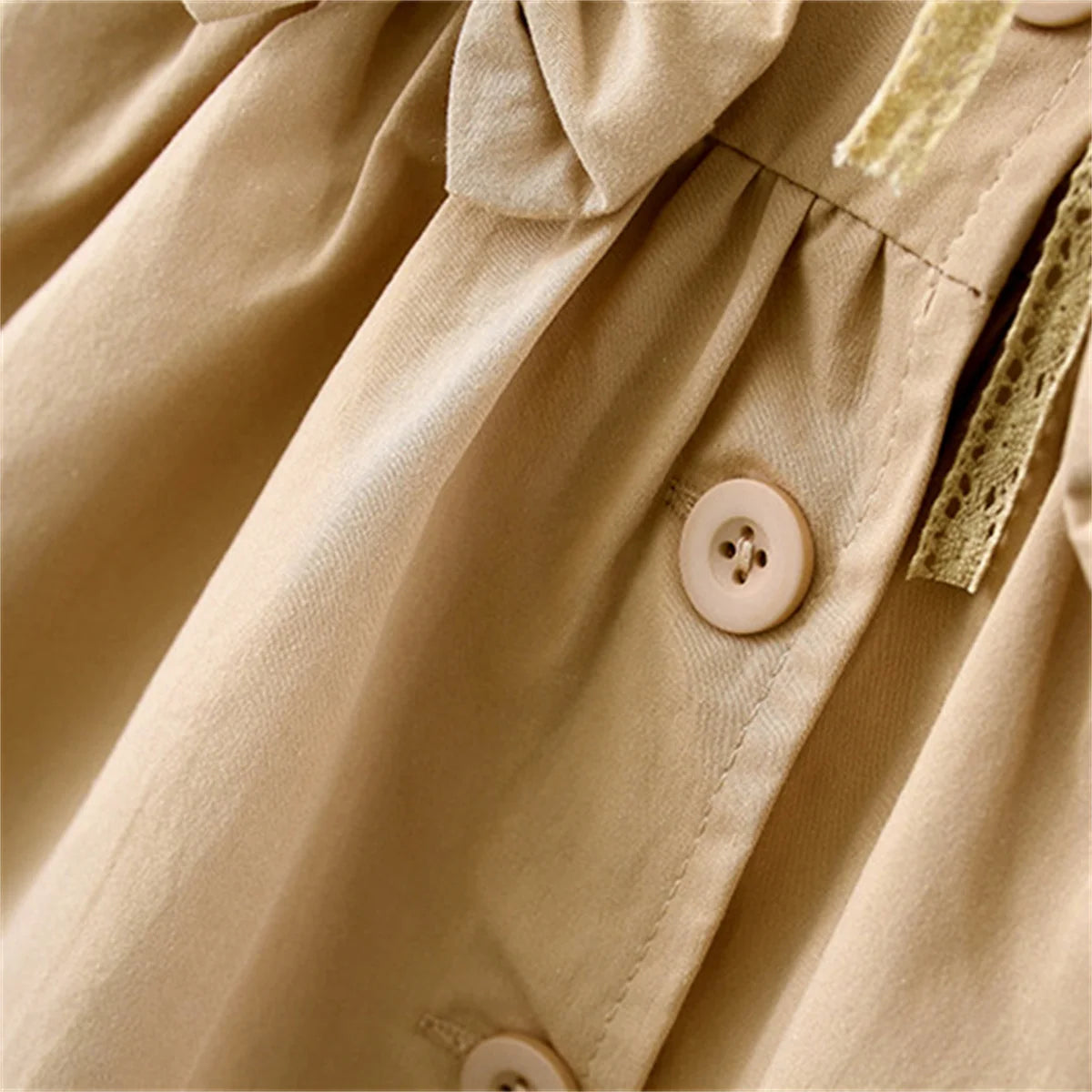 Baby Coat Bow Windproof Children'S Cotton Coat Lace Lapel Solid Color Children Clothing