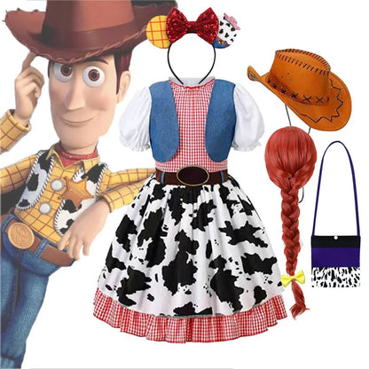Girls Buzz Lightyear Dress Woody Cartoon Cow Frocks Toy Story Halloween Clothes