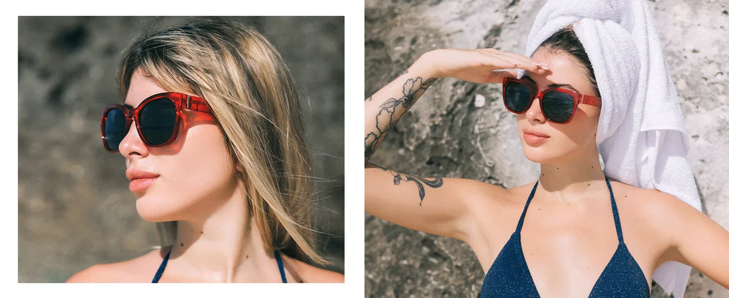 Fashion Cateye Polarized Sunglasses for Women - Oversized Sun Glasses UV400 Protection Retro Shades Designer Style