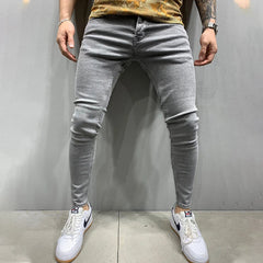 SKinny Jeans Solid Color Slim Fit Casual Pants Fashion Mens Designer