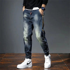 Mens Jeans Harem Pants Fashion Pockets Desinger Loose fit Baggy Moto Jeans Men