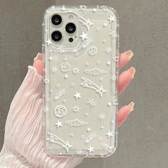 Sun Moon Stars Transparent Phone Case For iPhone 14 13 11 15 16 Pro Max 12 Mini XS XR X 8 7 Plus SE 2022 14Pro 13Pro Soft Cover