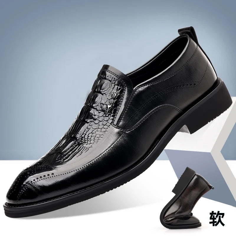 WAERTA Luxury Leather Shoes Pointed Toe British Business Formal Office Shoes Men Bloch Classic Italian Casual Dress Oxford Shoes