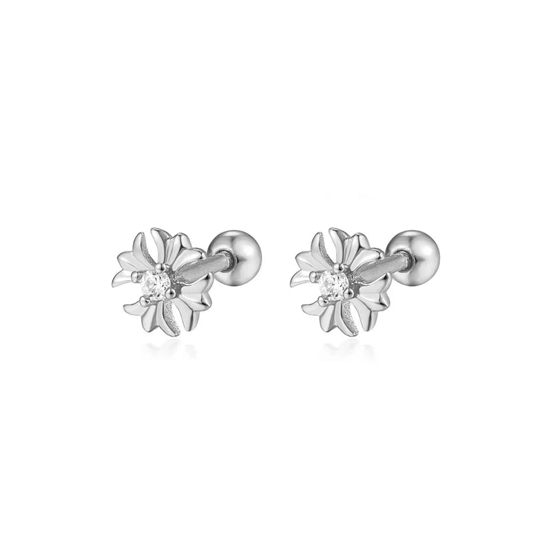 WANTME 925 Sterling Silver Fashion Love Butterfly Romantic Star Crown Screw Stud Earrings for Women Ear Bone Piercing Jewelry