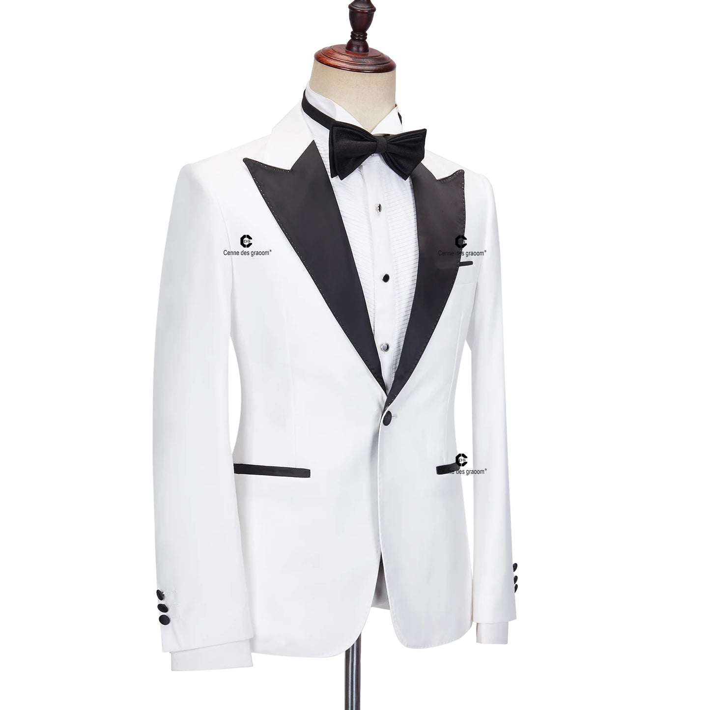 Tuxedo for Mens: Tuxedo Suits for Men Peak Lapel Slim Fit Black and White Solid One