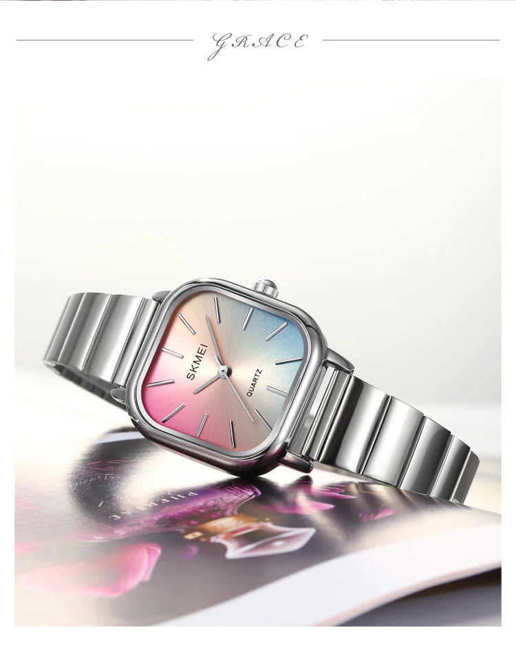 Skmei Women’s Bracelet Quartz Watches Luxury Stainless Steel Strap Waterproof Casual Analog Wristwatch Fashion Female Time