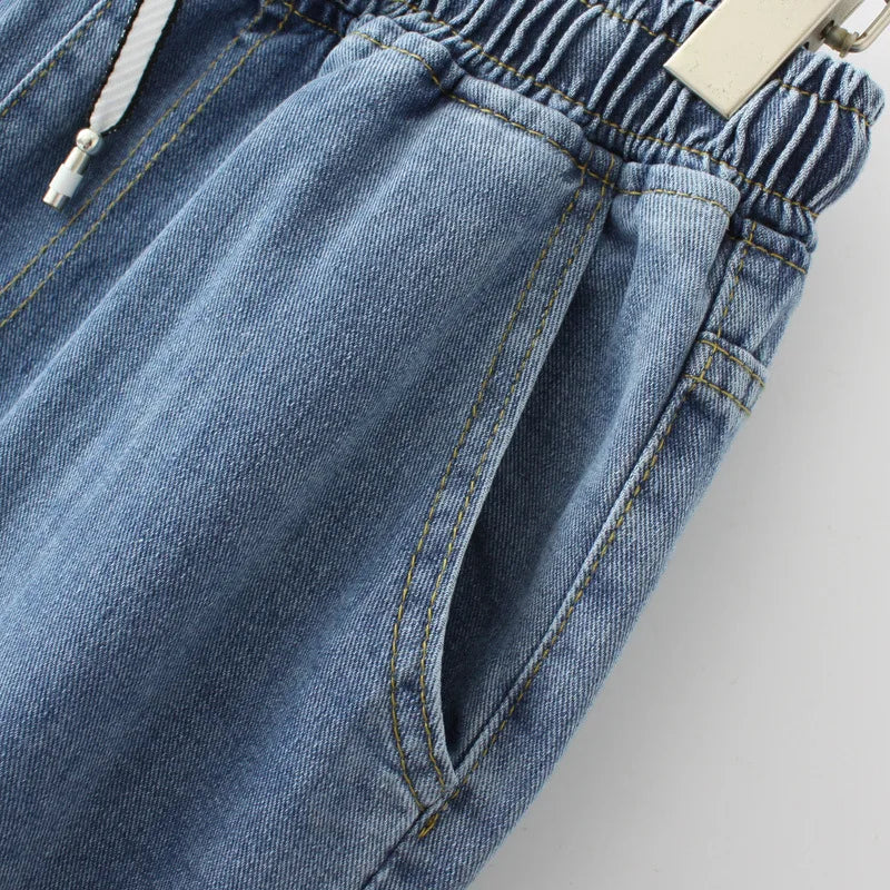 Autumn Clothes Women Jeans Plus Size Loose Full Length Denim Straight Leg Pants