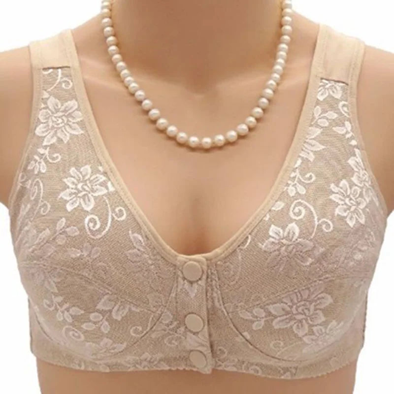 Bra Large Size Brassiere Mother's Cotton Wireless Bras Anti-sagging Gathered