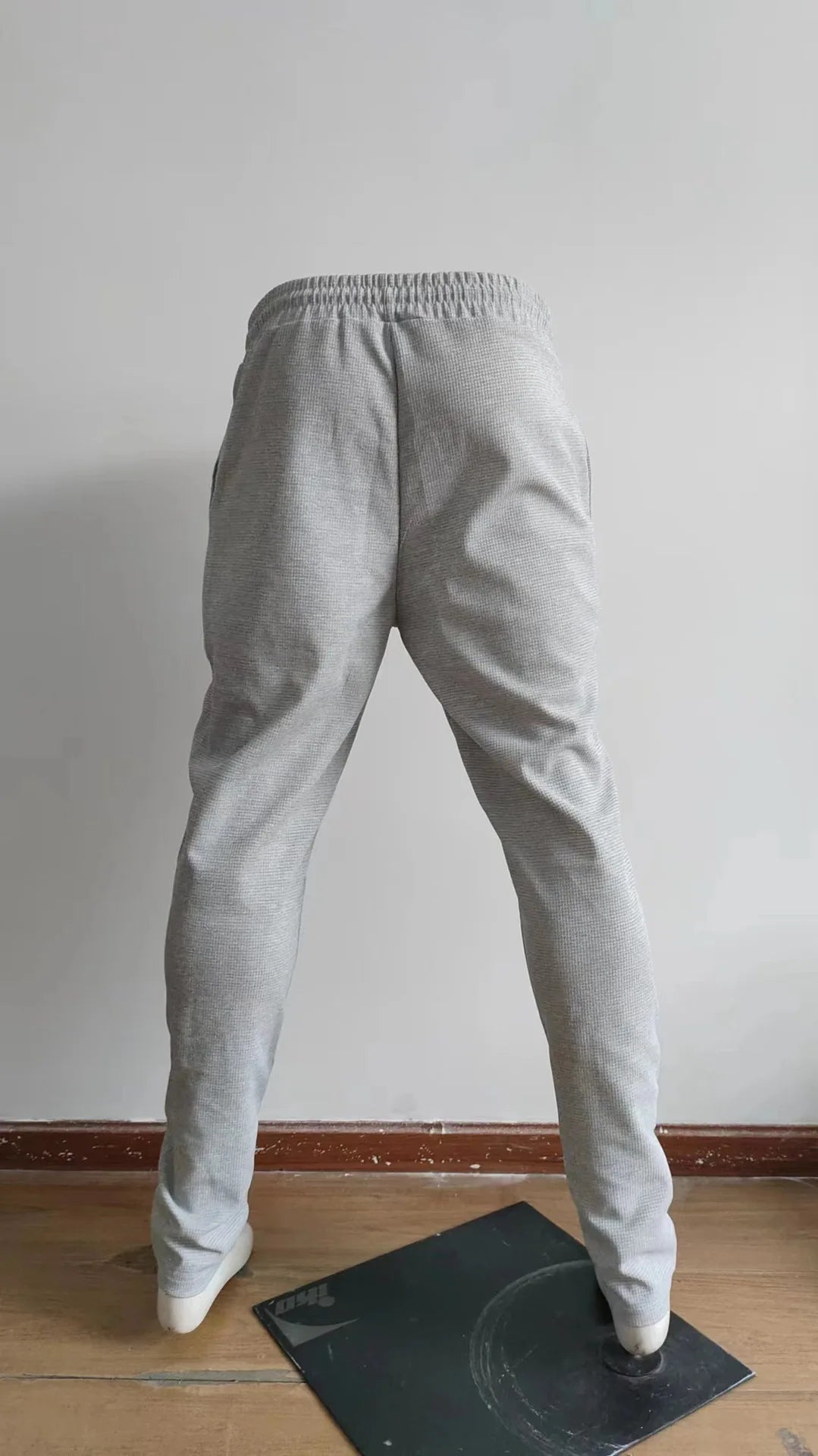 Men's Trousers waffle plaid drawstring sports pants for men Casual Loose Straight Pants