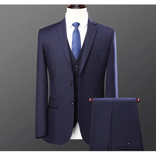 Business Suits For Men Western-style Casual Clothes Blazers Vest Pants 2-piece Set