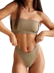 Women Bra Set Strapless Seamless Underwear Push Up Bra High Waist Thong