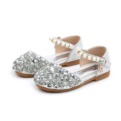 Summer Girls Shoes Bead Mary Janes Flats Fling Princess Shoes Baby Dance Shoes