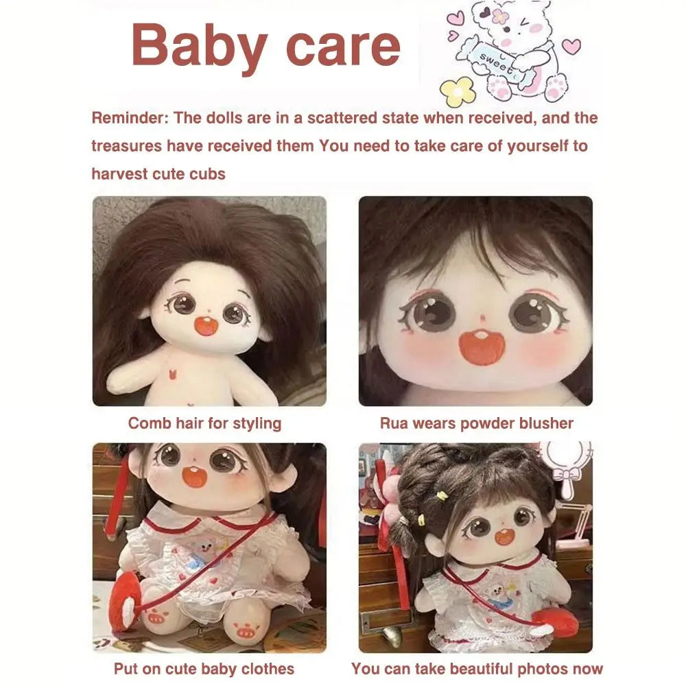 20cm Kawaii Big Eyes No Attribute Plush Cotton Doll Idol Stuffed Super Star Figure Dolls Can Change Clothes Gift for Girls Kids