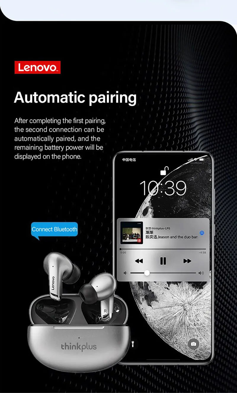 100% Original Lenovo LP5 Pro Wireless Bluetooth 5.4 Earphones LP5 Gaming Earbuds Sports Headphones Low Latency Headset With Mic