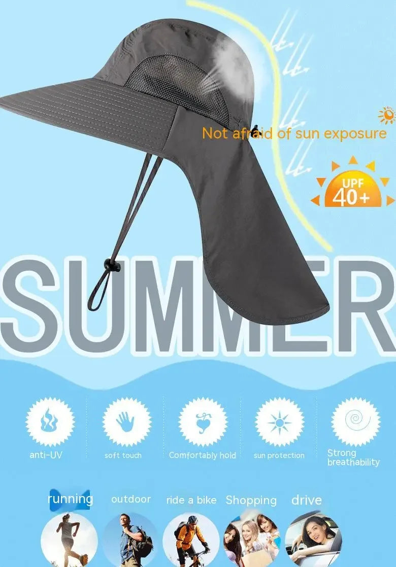 Wide Brim Sun Hat with Neck Flap for men women Adjustable Outdoor