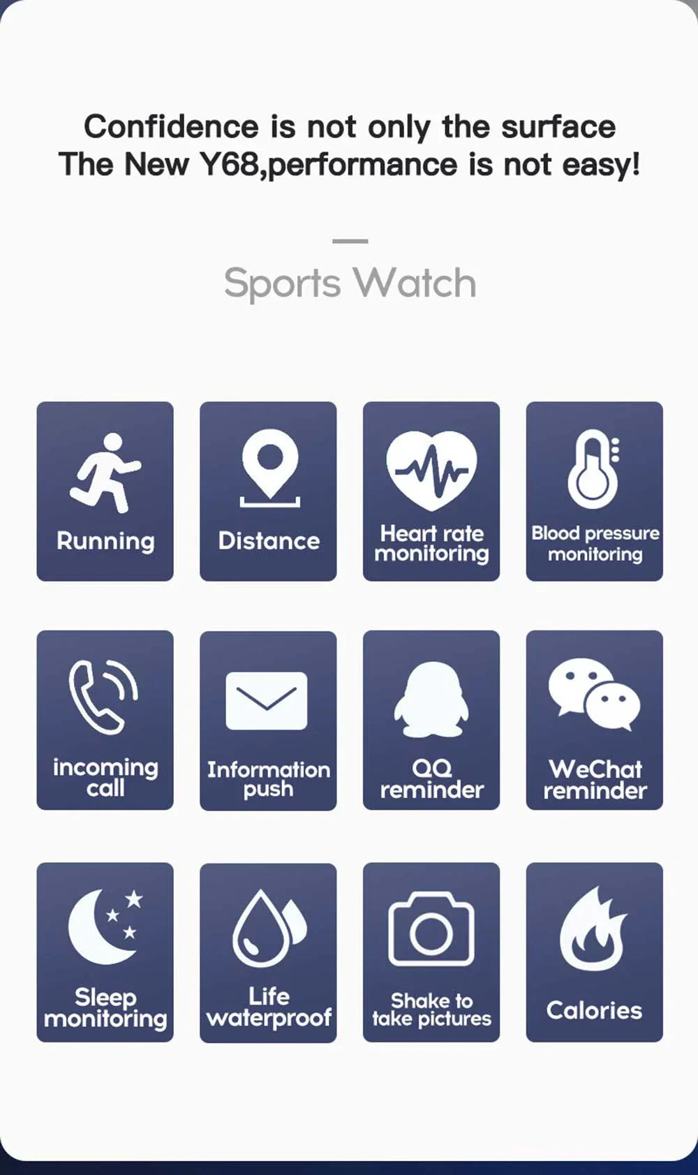 Y68 Smart Watch Color Screen Step Counting Multi Sports Mode Message Reminder Photography Music Remote Control Smart Band