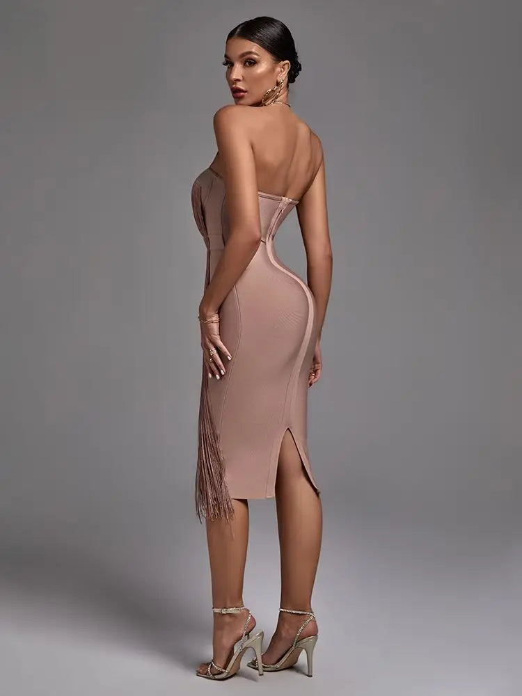 Evening Dresses: Women Strapless Bandage Dress Bodycon Elegant