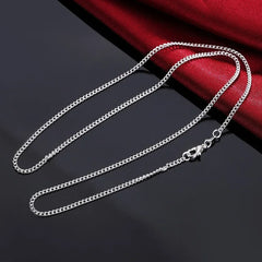 925 Sterling Silver 40-75CM LONG 2mm Width Side Chain Necklace For Women