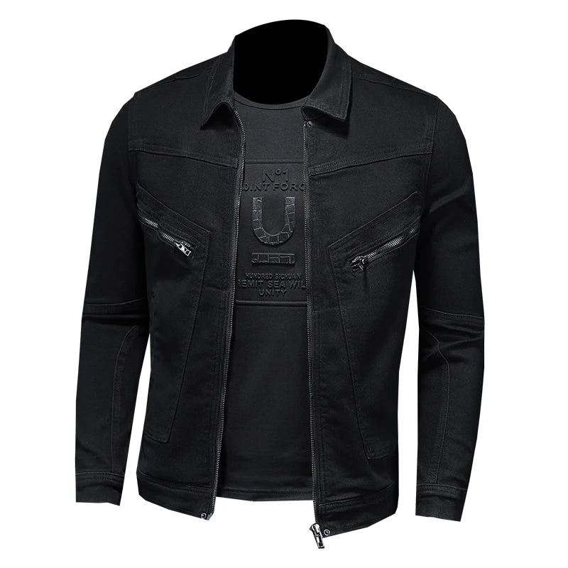 Spring New Mens Casual Cotton Denim Jacket Classic Style Fashion Slim Washed