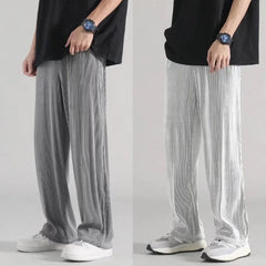 Fashion Straight Pants Men's Loose Thin Section Drape Ice Silk Pants Wide Leg