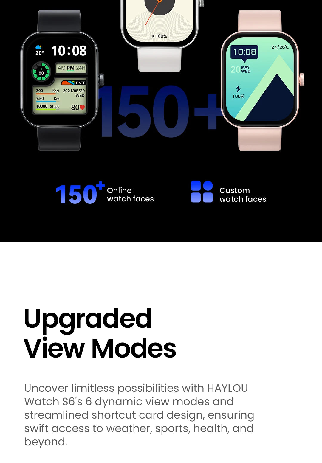 HAYLOU Watch S6 Voice Calling Smart Watch Men Health Monitoring IP68 Waterproof Smart Notifications Voice Assistant Smartwatch