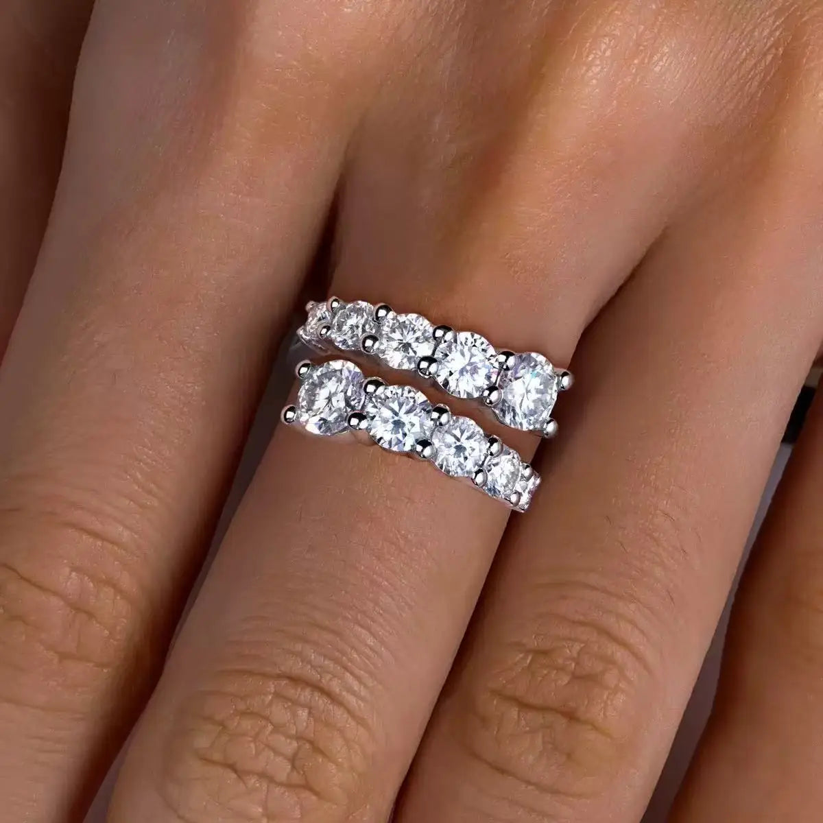 QMSHR 925 sterling silver Moissanite ring for women,Gra-certified  plated with white gold engagement jewelry gift