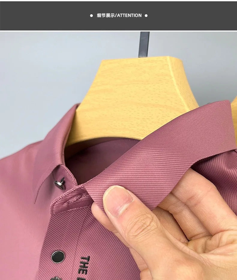 Brand high-end ice silk short sleeved men's POLO shirt 2024summer fashionable embroidery design top breathable and cool T-shirt