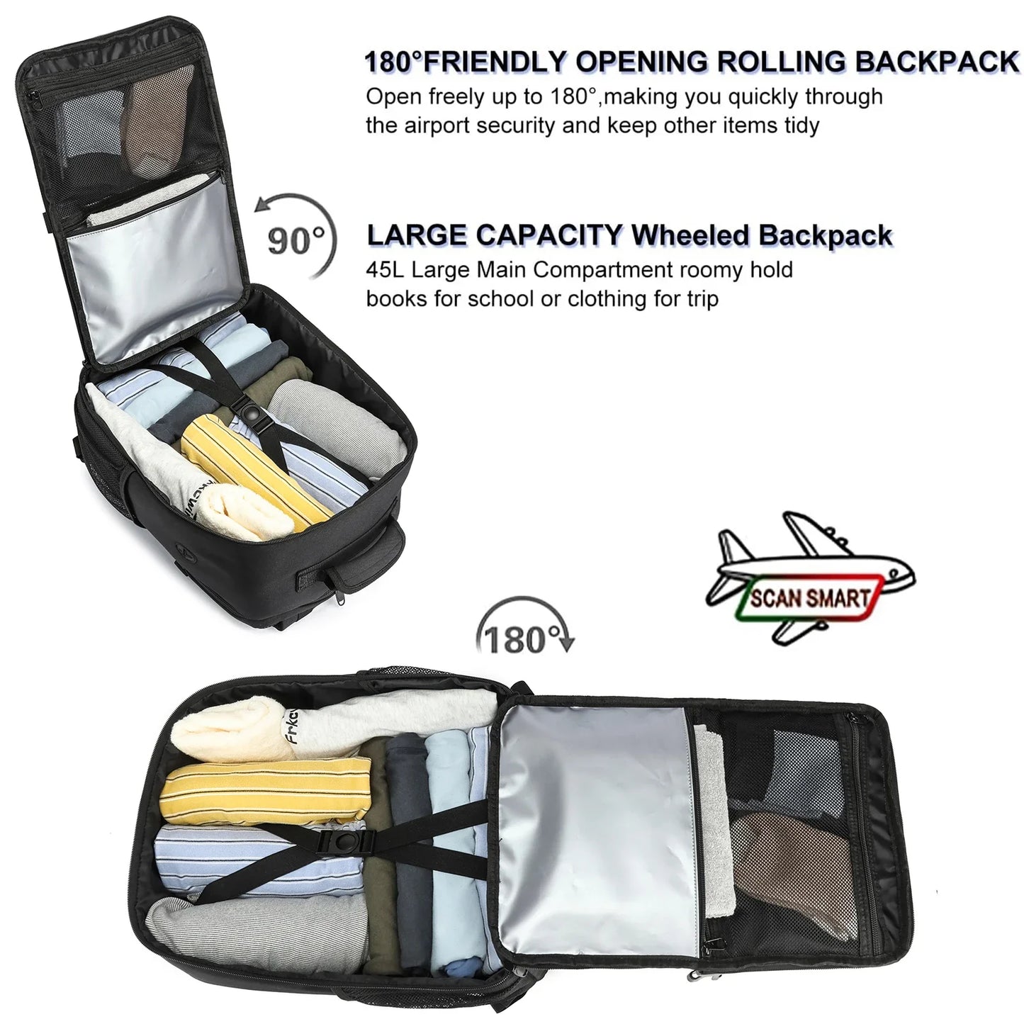 travel backpacks 40x20x25 ryanair cabin bag Unisex Carry-On Suitcase.15.6-inch Laptop Backpack For School,night reflective strip