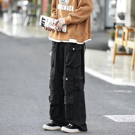 Cargo Pants Multi-pocket Military green Overalls Men's Harajuku Korean