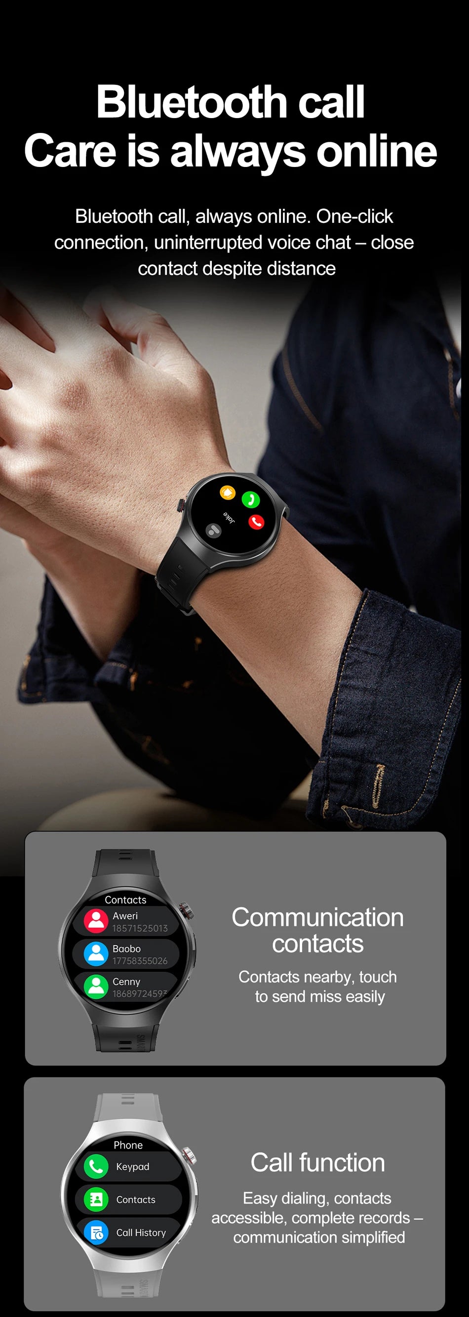 New Smart Watch Men Full Touch Screen Compass Bluetooth Call Flashlight Sports Activity Fitness Heart Rate Waterproof Smartwatch