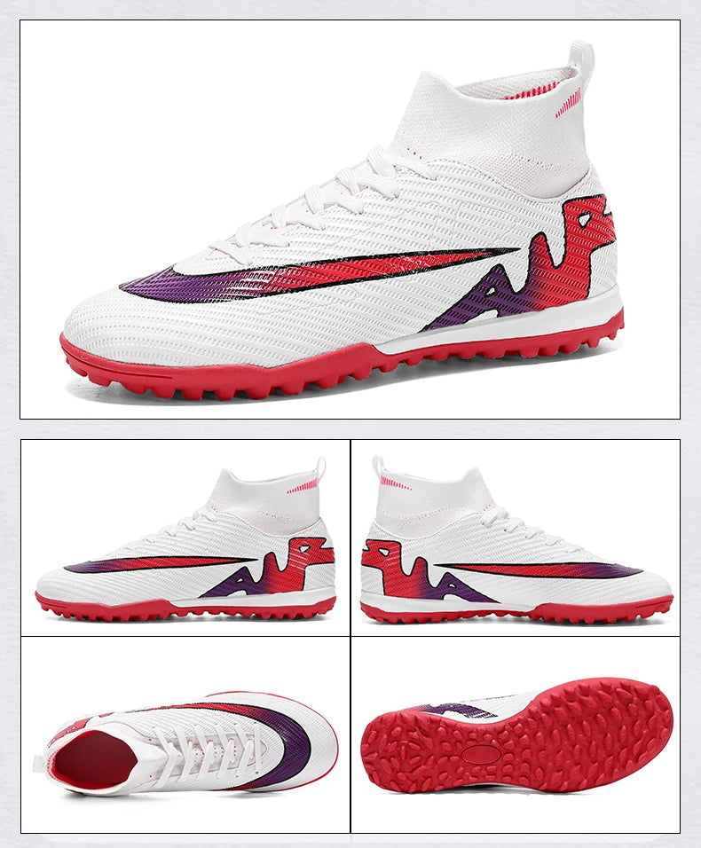 Professional Men High Ankle Football Boots Soccer Cleats TF/FG Training