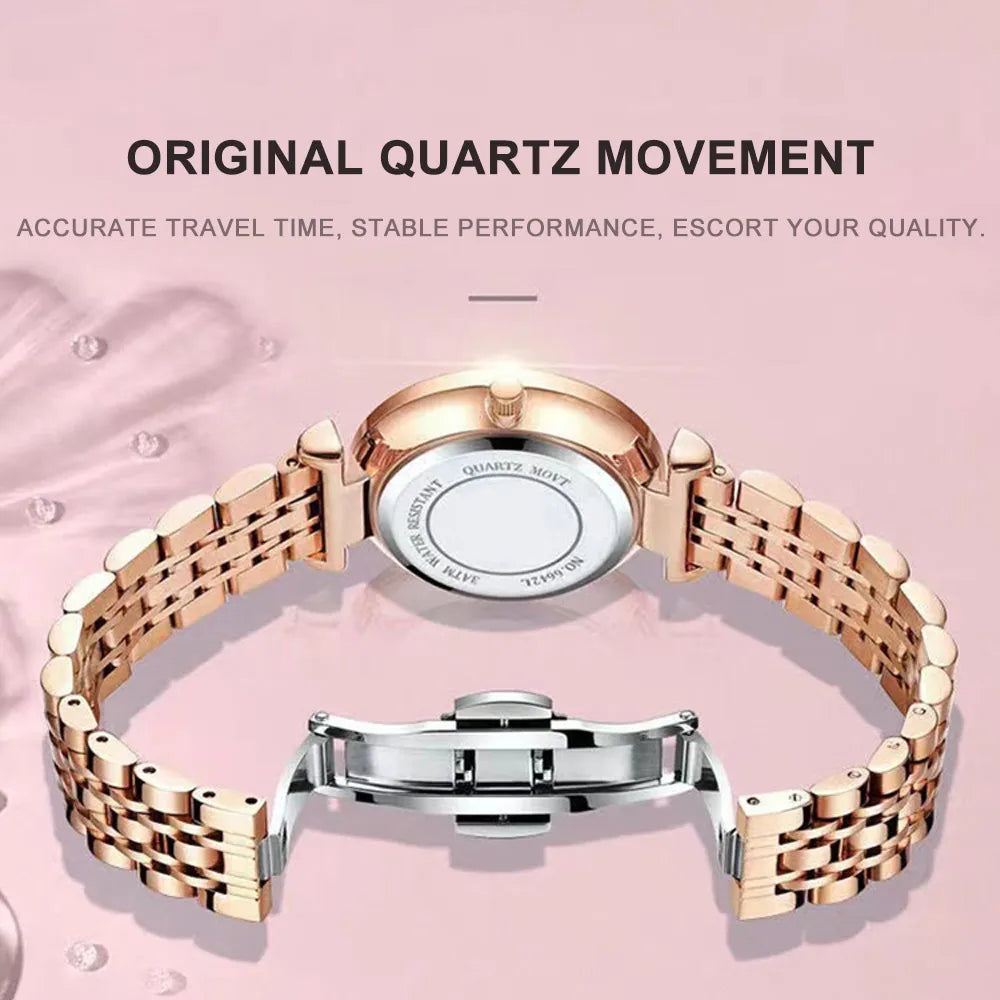 POEDAGAR Elegant Luxury Women Watch Waterproof Luminous Date Week Ladies Watches Fashion Stainless Steel Quartz Woman Wristwatch
