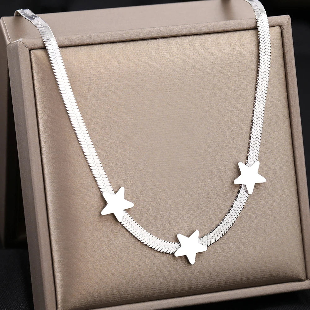Stainless Steel Necklaces Gothic Blade Snake Chains Stars Choker Statement Light