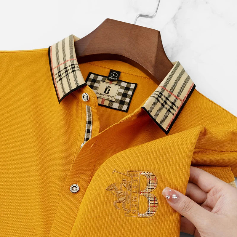 Summer men's fashion casual short sleeved polo shirt high-end boutique embroidered top comfortable and breathable lapel T-shirt