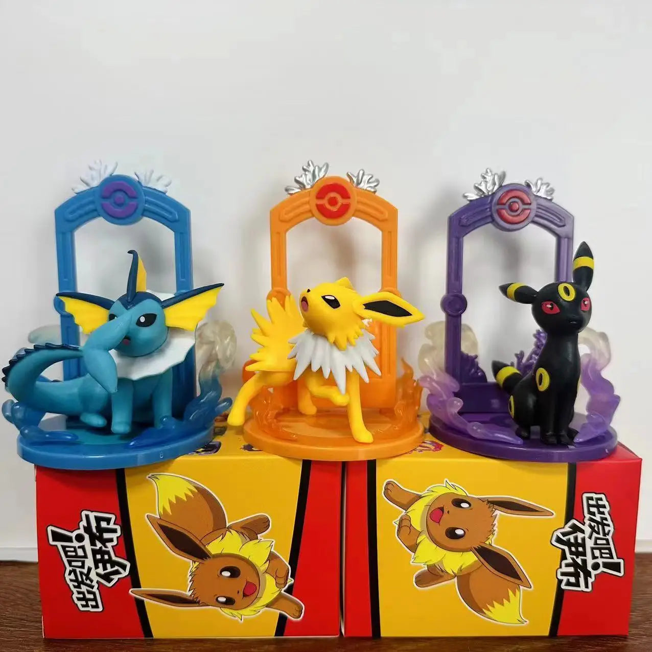 9pcs Pokemon Eevee Evolution Figure Set, Eevee Sylveon Espeon Glaceon Leafeon Anime Model Toys Collection for Kids Gift