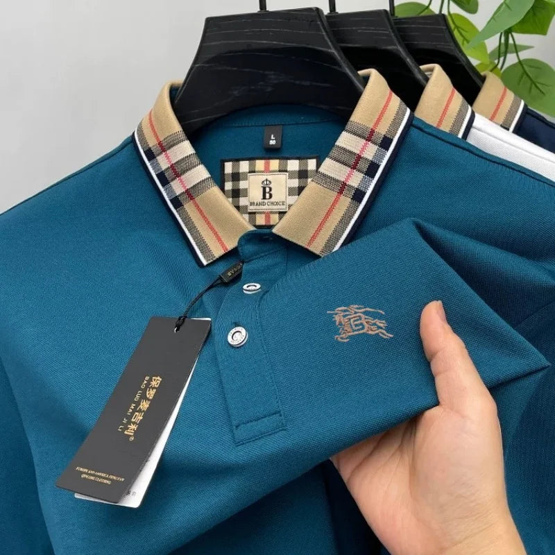 Designer fashion brand short sleeve polo shirt men summer new luxury exquisite embroidery high-end business casual Paul T-shirt