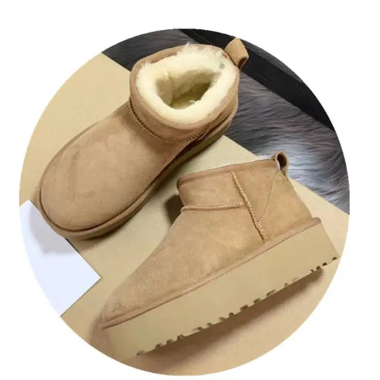 Winter Women's Boots Platform Real Sheepskin Wool Snow Boots Warmer Ladies