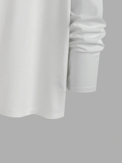 Trendy new long-sleeved t-shirt men's simple printed round neck T-shirt trend versatile casual tops men's T-shirt