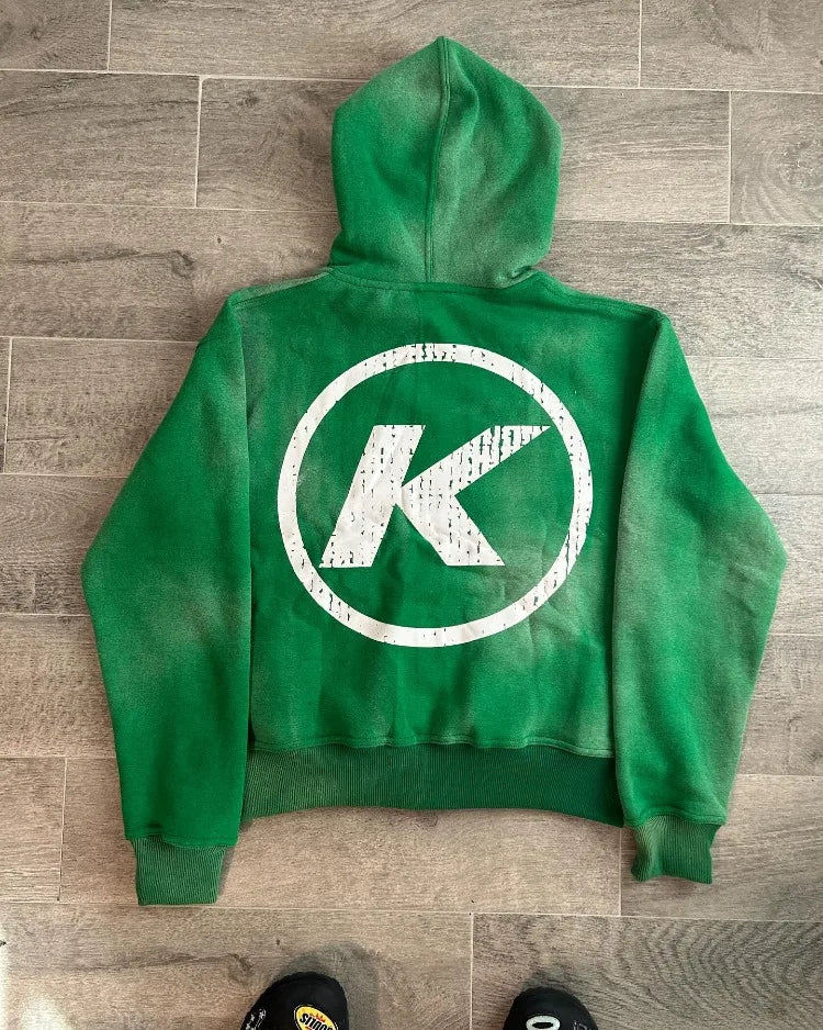 American High street vintage letter print hoodie men Y2K Goth Harajuku fashion street